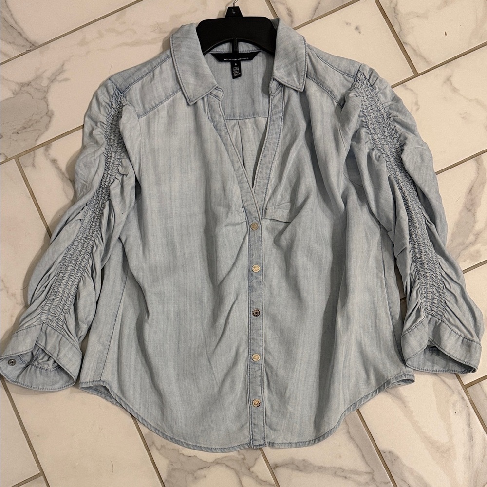 White House Black Market Light Blue Button Down Shirt